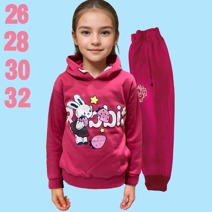 Kids Girls Winter fine fleece Sports Casual Track suits Baby Girls Outdoor Fashion Tracksuit