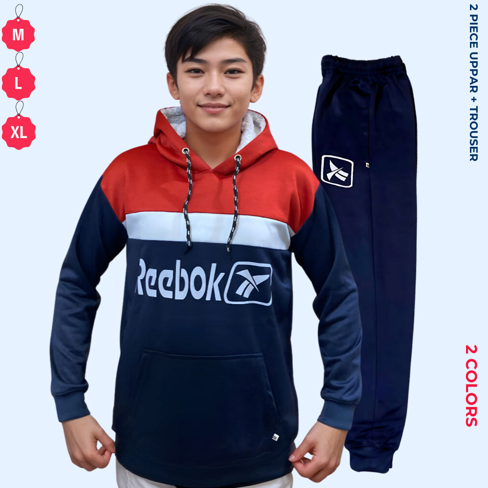 Men Winter Track Suits 2 Piece Hoodie Fleece Casual Warm Comfy Wool