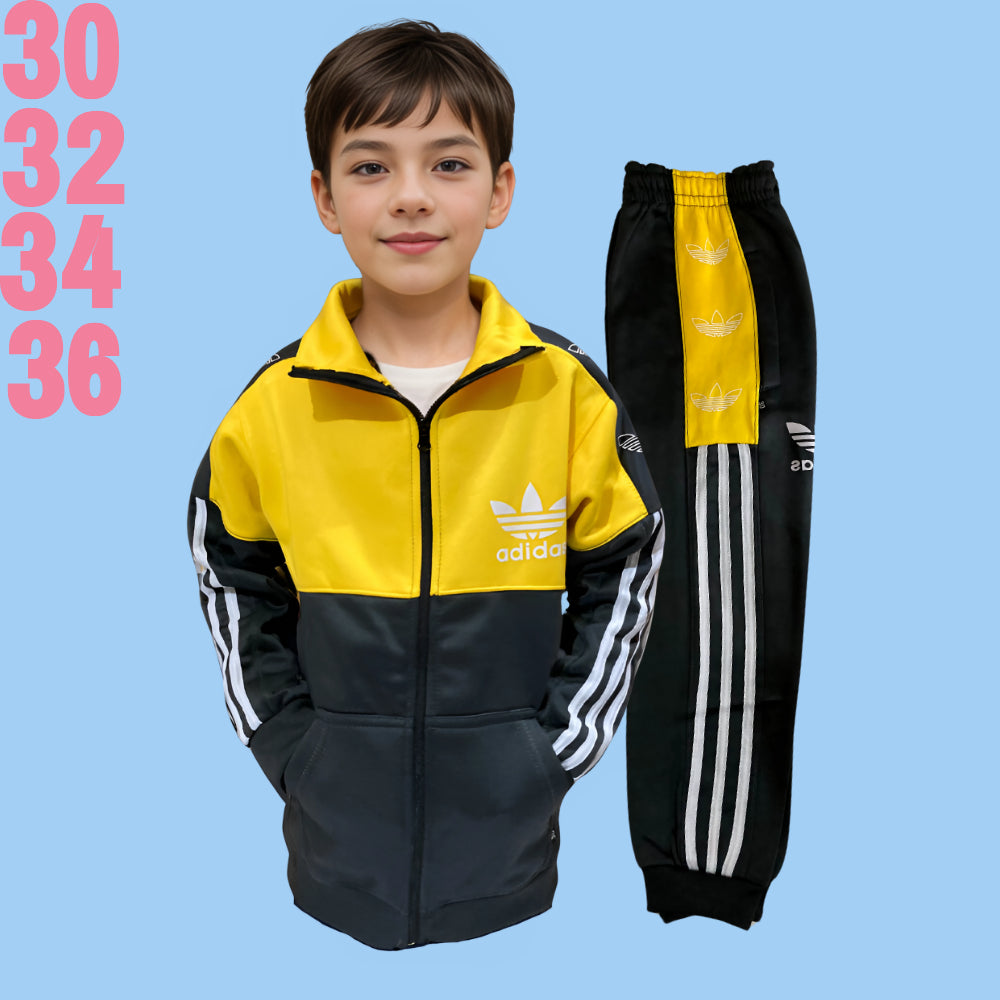 High Quality Winter Warm Solid Color fleece  Children tracksuit 2pcs  Soft Fabric Tracksuits